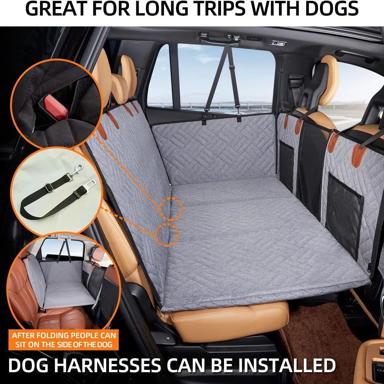 2024 New Design Large Pet Back Seat Extender Car Backseat Protector Hammock Dog Car Seat Cover Hard Bottom for Travel