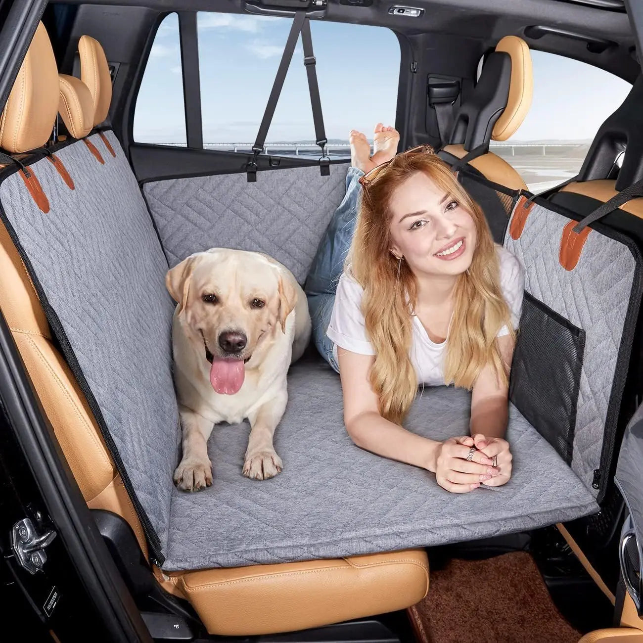 2024 New Design Large Pet Back Seat Extender Car Backseat Protector Hammock Dog Car Seat Cover Hard Bottom for Travel